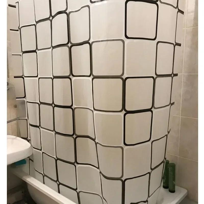 Креативные шторы для ванной с морскими существами, водонепроницаемые шторы для душа с геометрическим рисунком и крючками-кольцами для штор, набор штор для душа