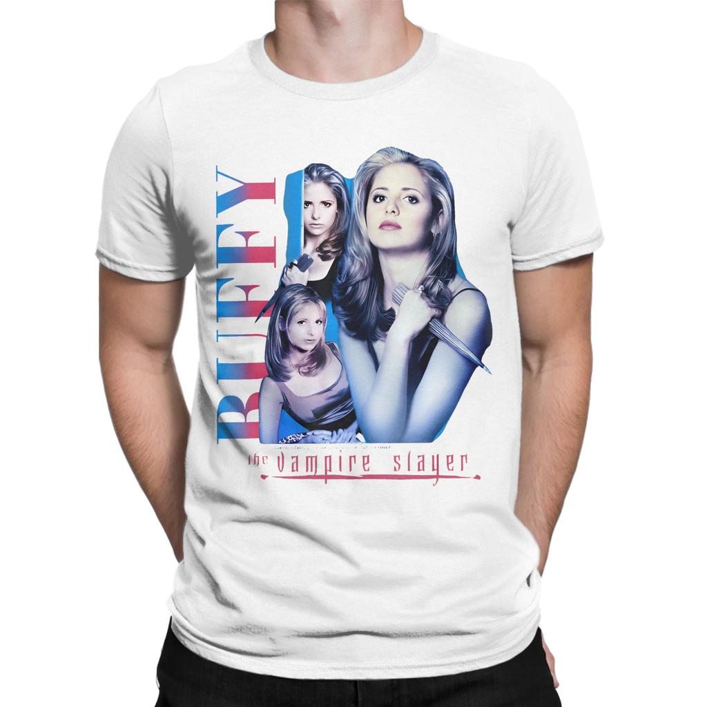 Buffy the Vampire Slayer Collage  T Shirts Men Women's Cotton Novelty T-Shirt Round Neck  Tees Short Sleeve Clothing Plus Size
