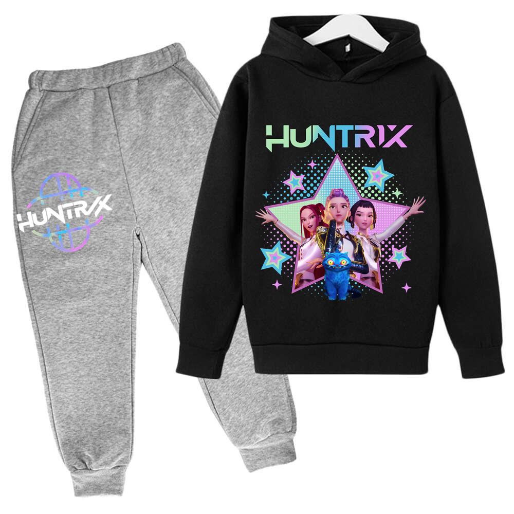 Huntrx Mira Rumi Zoey Детская Мода Мультяшный Принт 2 шт. Худи+Брюки Спортивные Костюмы Повседневная Одежда для Мальчиков и Девочек 2-13 Лет