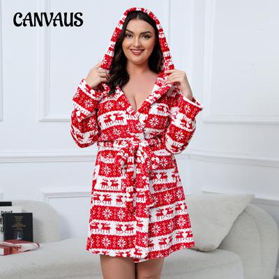 Большие размеры, осенне-зимняя женская ночная рубашка, теплый большой фланелевой толстый халат, рождественское праздничное утреннее платье для оленя