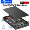 Двухсекционный корпус для M.2 NVMe SSD Поддержка M.2 NVMe PCIe SSD диска 10 Гбит/с USB C 3.2 Gen2 SSD бокс Корпус для жесткого диска 4-в-1 HUB Док-станция