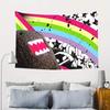 1PC Domo Kun Rainbow Tapestry Polyester 2D Print Graffiti Colorful Design Wall Decor Gift for Bedroom Living Room