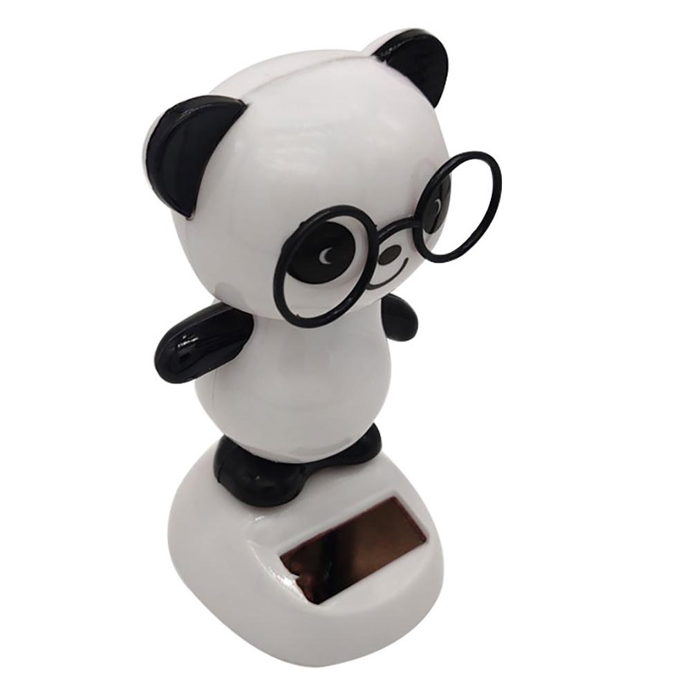 Cars Auto Parts Doll Swinging Interior Car Solar Ornament Ornaments Gift Power Lovely Panda Glasses