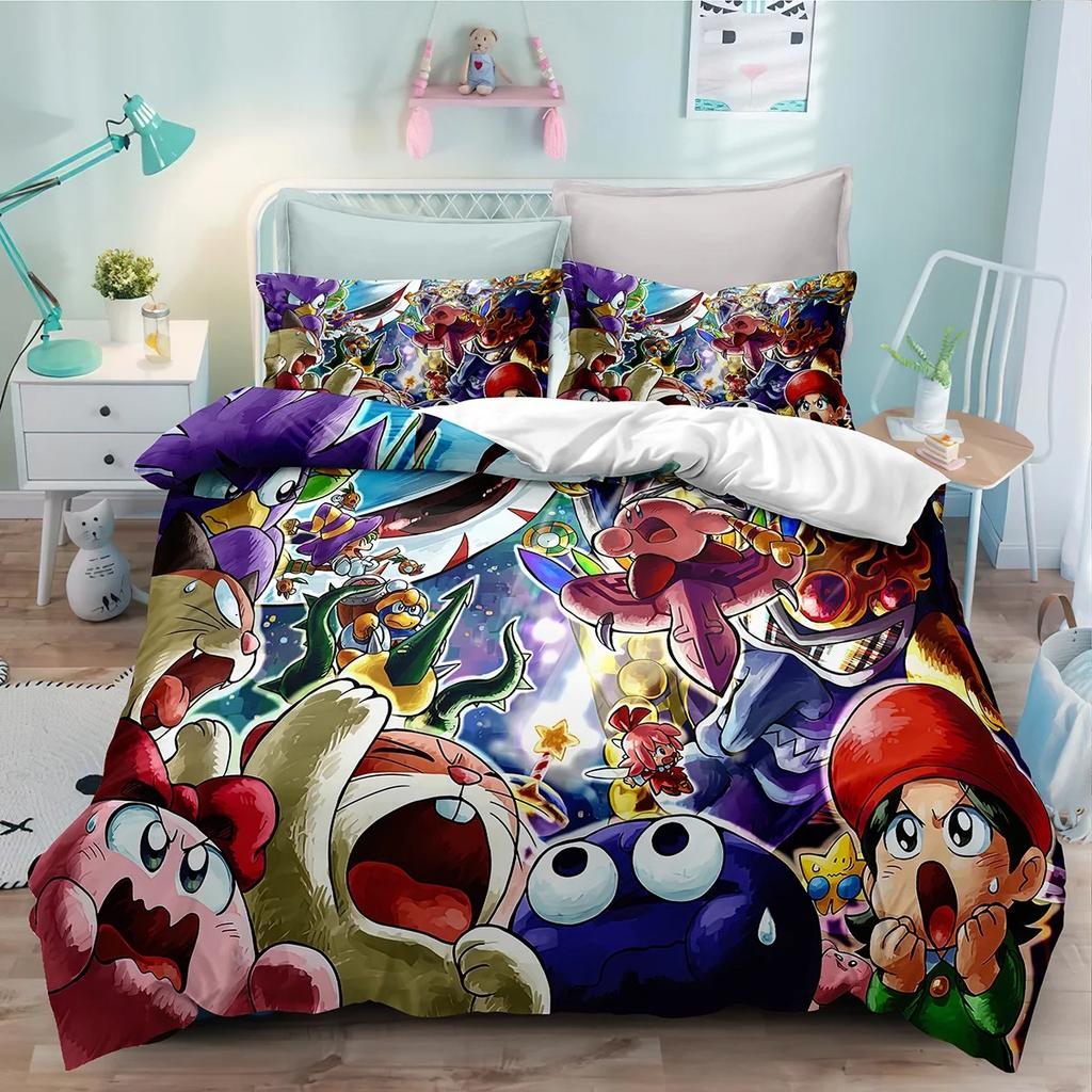 Новый Милый Мультяшный Звездный Кирби Пододеяльник Счастливого Рождества Комплект Постельного Белья Размер Queen King Full для Праздничной Спальни Подростков Женщин Подарок