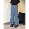 24FW Mens Striped Denim Jeans Loose Fit Plus Size Casual Workwear Trousers