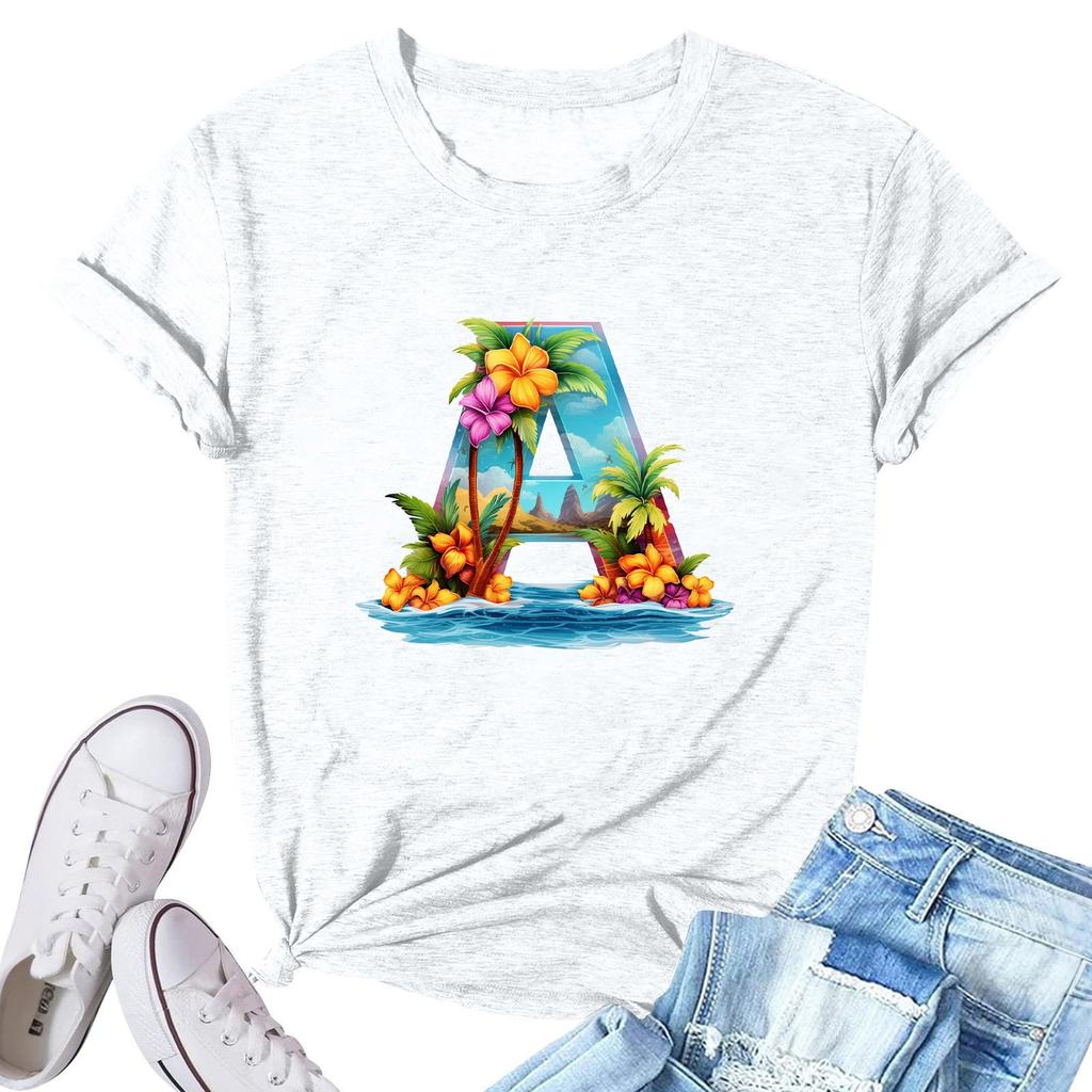 Women's Fashion Printed Casual Pleated Round Short Sleeve T-Shirt Top