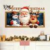 Christmas Party Supplies for Walls Wall Stickers, Santa Claus Reindeer And Snowman Decals with Photo Frame Design, Removable PVC Self-adhesive