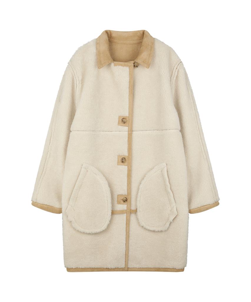 Sunday Fruit Market Market Faux Shearling Jacket Beige