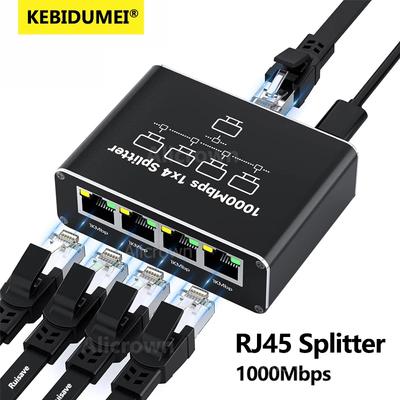 Адаптер Ethernet 1000 Мбит/с 1 вход 4 выхода разветвитель LAN-интернета 1 на 2/4 RJ45 Cat 6 RJ45 гигабитный коммутатор для ПК, ноутбука, ТВ-приставки, роутера