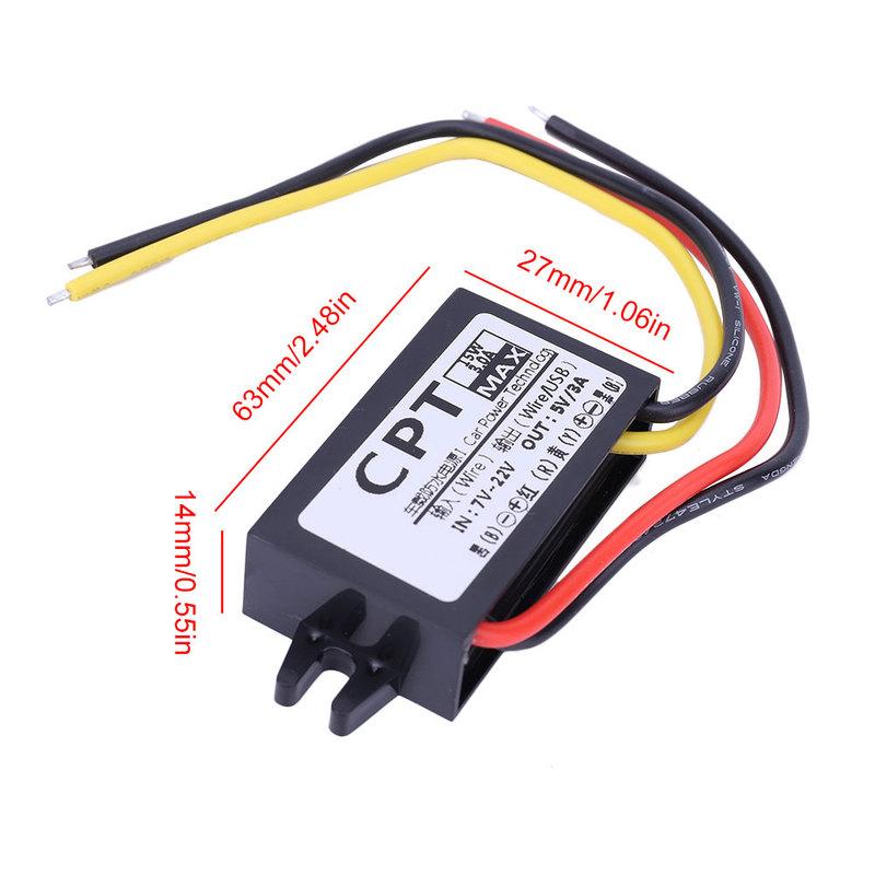 12V To 5V 3A 15W Car Power Regulator Wire Interface CPT Car Power Converter Output Power Adapter