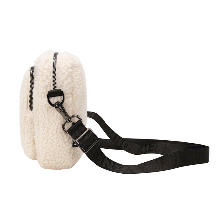 MLB Polar Fleece Wool Small Square Bag , Shoulder Bag , Crossbody Bag Mini Women's White (Unisex) Crossbody Bags 32BGDF011 50I