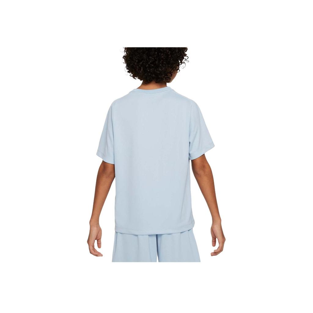 Nike Футболка Dri-FIT Icon с принтом логотипа, реглан, круглый вырез, короткий рукав, детские топы, синий DX5386440