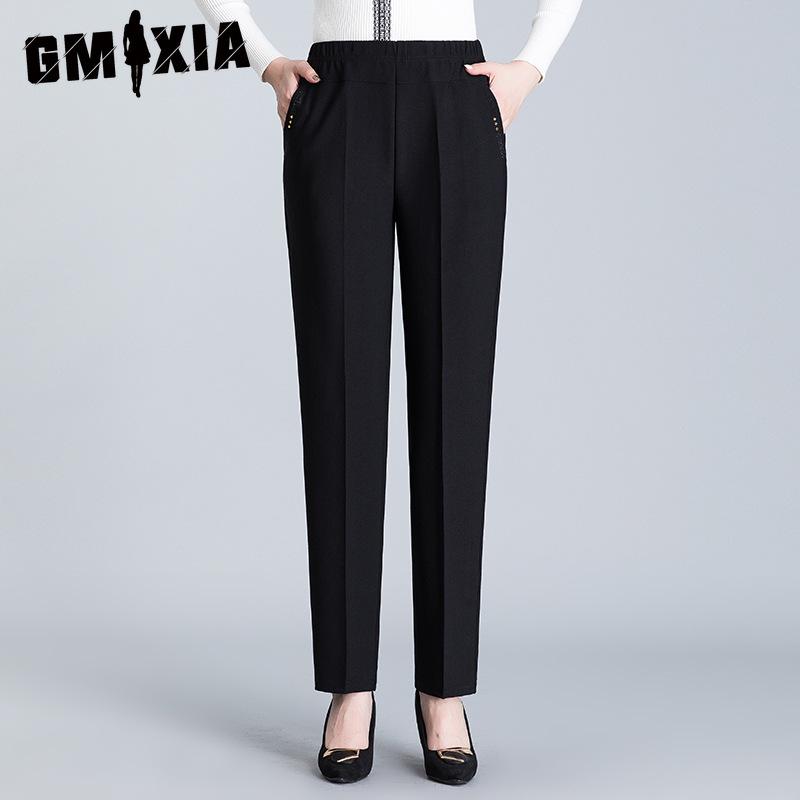 GMXIA XL-8XL Casual Oversize Pants Women High Waist Long Loose Trousers Ladies New Spring Autumn Pants Women Elastic Pants