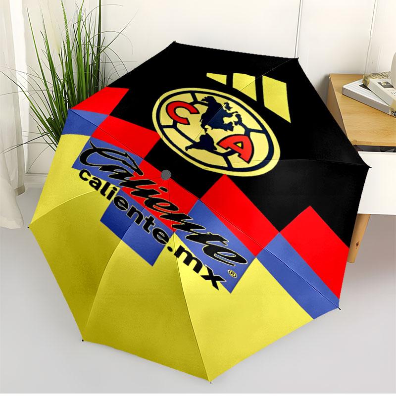 Club America Print Automatic Open Close Umbrella, Portable Foldable Umbrella, for Outdoor Commute Camping Trip, Ideal Birthday Gift