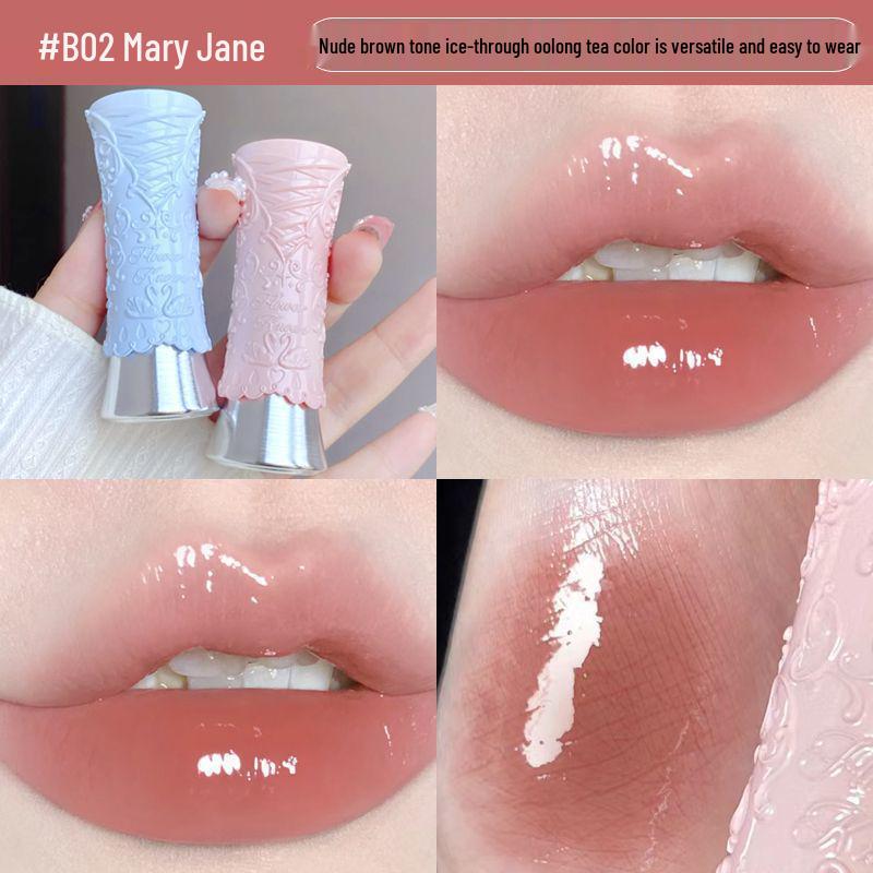 Flower Knows Балет Лебедей Блеск для губ: Зеркальный финиш, Не отпечатывается, Водянисто-легкий, Нюдовая помада для женщин.