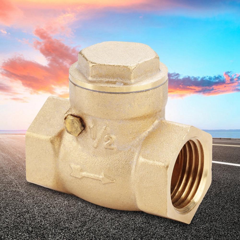 Golden Brass One Way Female Thread Swing Check Valve Brass Check Valve Parts (DN15)
