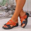 Female Shoes On Sale Open Toe Women Slippers Summer Rome Metal Decoration Mixed Colors Outdoor Casual Beach Large Size Slippers