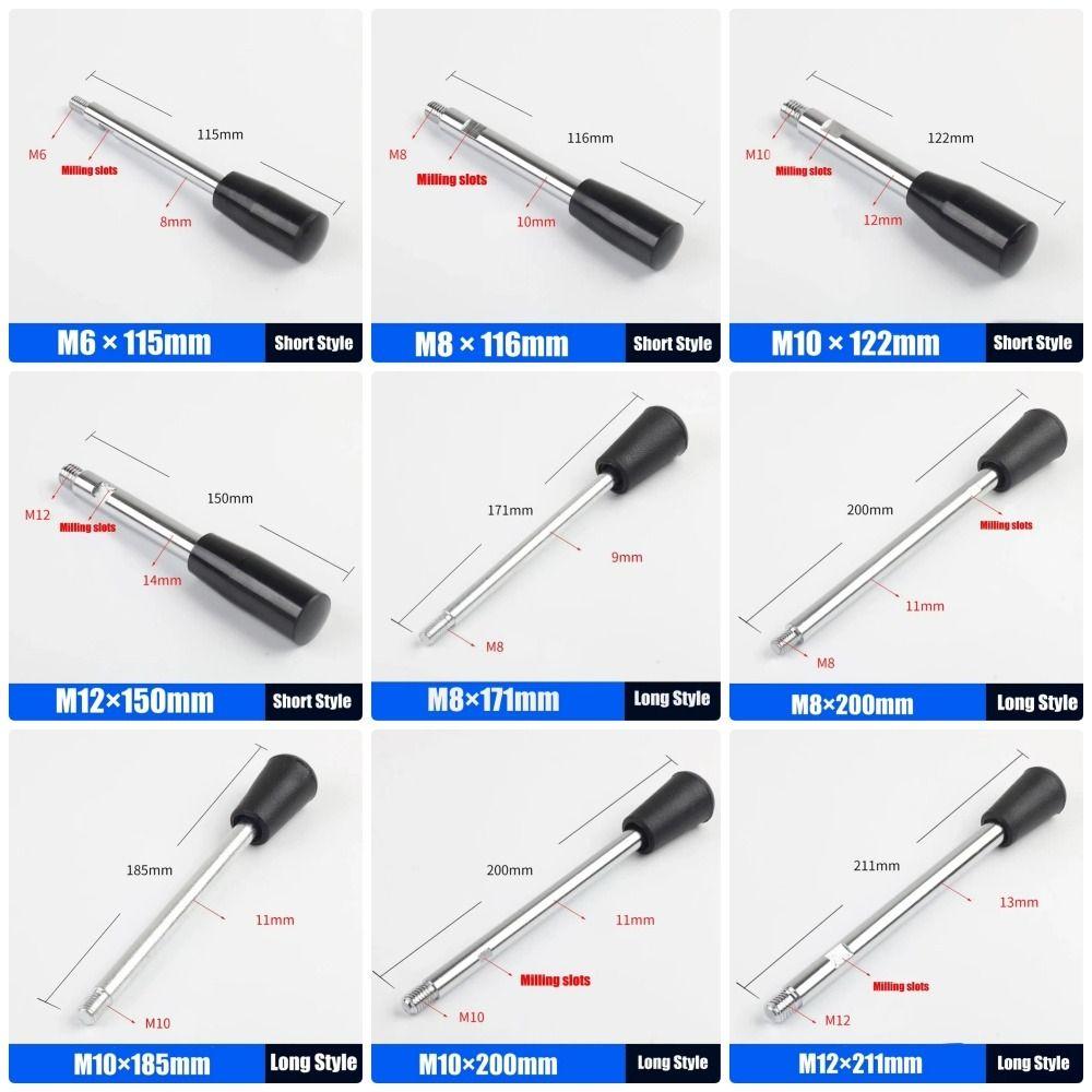 1Pcs Durable M6-M12 Handle Bar Long Grip Fixed Machine Work Rod Carbon Steel General Bar Bench Drill Accessories