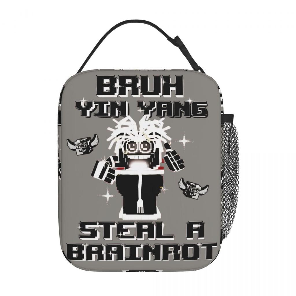 Bruh Yin Yang Spaghetti Tualetti Steal A Brainrot Insulated Lunch Bag Meal Container Cooler Bag Tote Lunch Box Bento Pouch