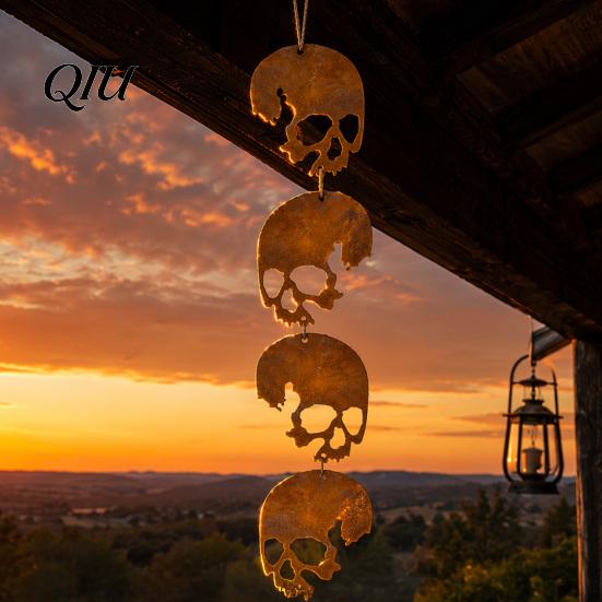 Halloween Garden Sign Skull Hanging Ornaments, Metal Sign, Decorative Festive Decor Shaped Tags for Indoor Outdoor Yard Retro