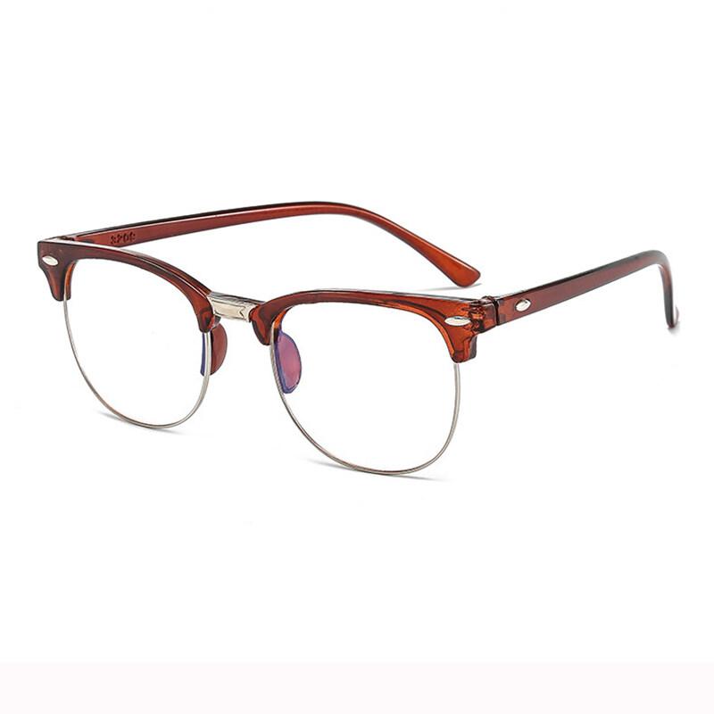 Classic Sunglasses Retro Rice Nail Half Frame Sunglasses Fashion Color Film Reflective Glasses Flat Glasses