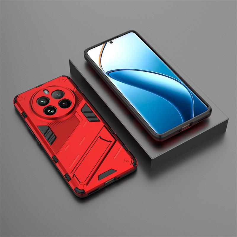 Для чехла Realme 12 Pro Чехол для Realme 12 + Pro Plus 5G Противоударный ТПУ Броня ПК Силиконовый Держатель-подставка Защитная Задняя крышка для телефона