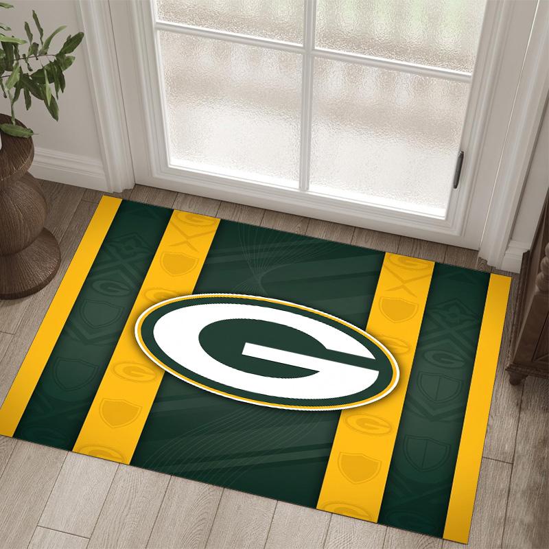 Green Bay Packers Design Crystal Velvet Carpet Cozy Non?Slip Printed Rug For Bedroom Living Room Entrance