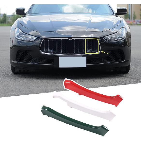 Three-Colored Stripe Grille Insert Trims Compatible with Maserati Ghibli 2014 2015 2016 2017 3PCS