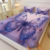 Cosmic Galaxy Butterfly Bedding Set Starry Night Fitted Sheet Set Soft Bed Sheets Set for Bedroom Aesthetic Room Decor