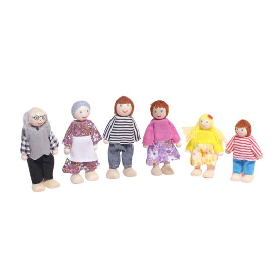 Кукольные домики Люди 8 Фигурки Семьи Деревянные Куклы Реалистичный Дизайн Подвижные Куклы для Творческой Игры Образовательные