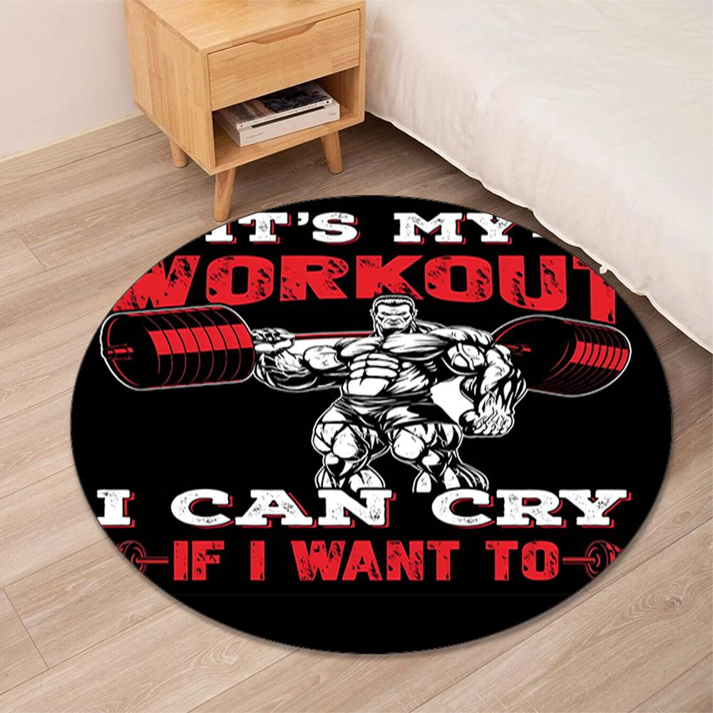 weightlifting Printed Round Rug Carpet Chair Rug Area Rug Entryway Doormats,for Office Chair Living Room Bedroom Kitchen Room.