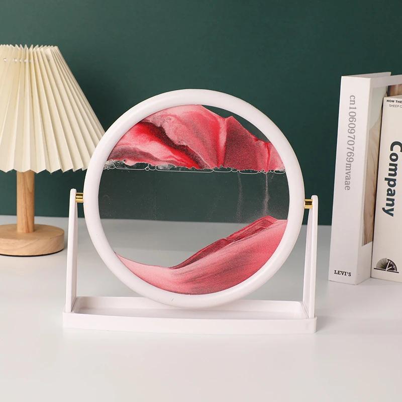 Sandscape Движущаяся песочная картина Круглое стекло 3D Песочные часы с зыбучим песком Вращающаяся рамка с текучим песком Песочная живопись Домашний декор Подарки