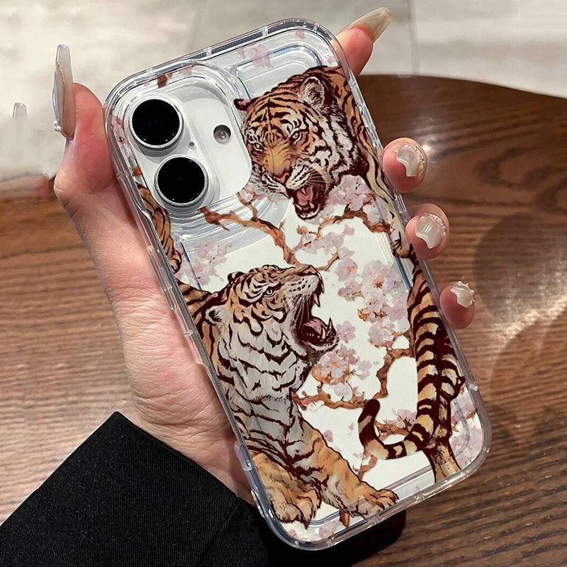 Прозрачный чехол с принтом «Слива и свирепый тигр» для Samsung Galaxy S26 S25 S24 S23 S22 S21 S20FE Plus Ultra A15 A35 A55 A05 5G