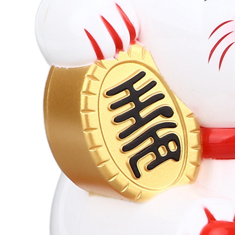Plastic Solar Operated Lucky Cat Ornament Home Living Room Table Decor