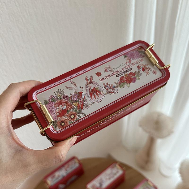 Рождественский кролик, жестяная коробка для конфет, мультяшное печенье, коробка для хранения, органайзер для чая и кофе, детские подарки, украшения для свадьбы
