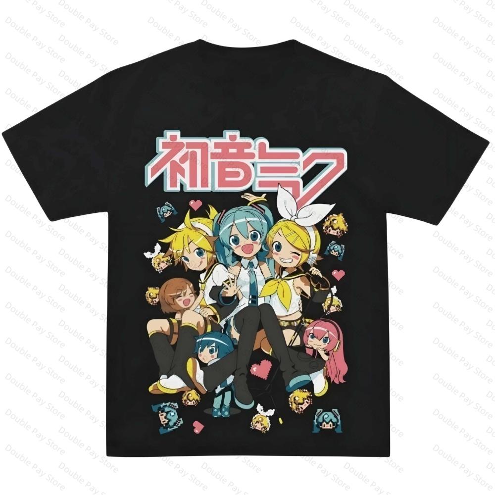 2026 Лето Новый Стиль Hatsune miku Киберпанк Стиль Мультяшный Фан Уличная Мода Большая Свободная Футболка Унисекс Рубашки Женские футболки