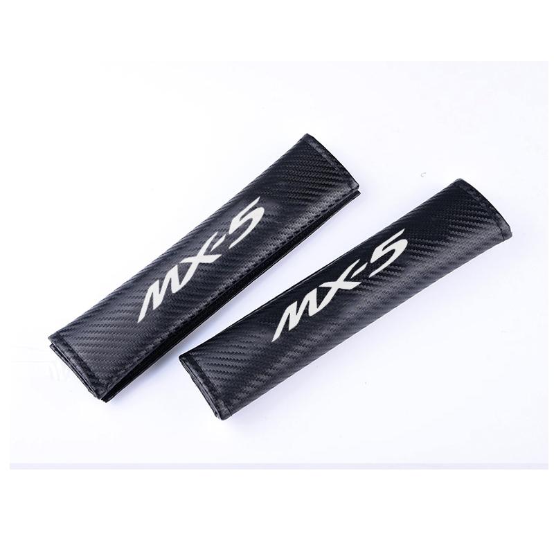 2pcs PU material carbon fiber texture Fashion Car Seat Belt Cover Car Seat belt shoulder Pads For Mazda MX5