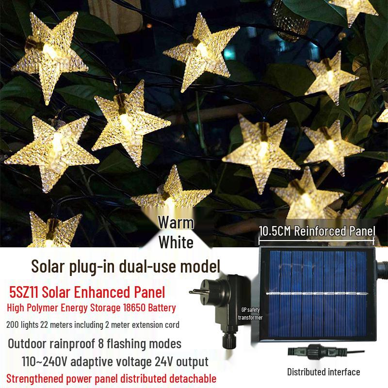 Outdoor Waterproof Twinkling Star Solar String Lights for Garden & Balcony Decoration - Holiday & New Year Lighting