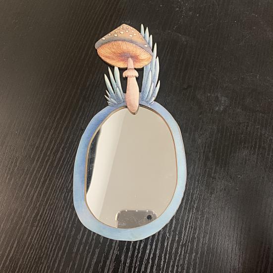 Зеркало уникального дизайна, легко вешать, винтажное, тщательно отполированное, в форме гриба, идеальный подарок, привлекательное деревянное зеркало в виде гриба для гостиной