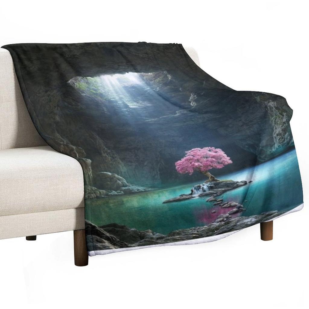 Pink Tree in the Cave Throw Blanket for sofa Thin For Baby funny gift Blankets