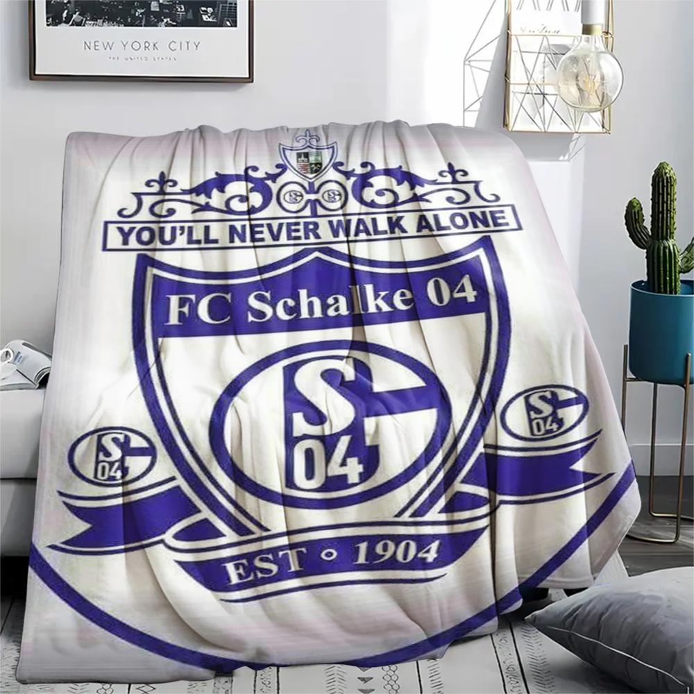 1PC Schalke 04 Print Flannel Blanket, High quality Comfortable for All Seasons, Home Decor, Warmth and Comfort, Perfect for Christmas Gifts147