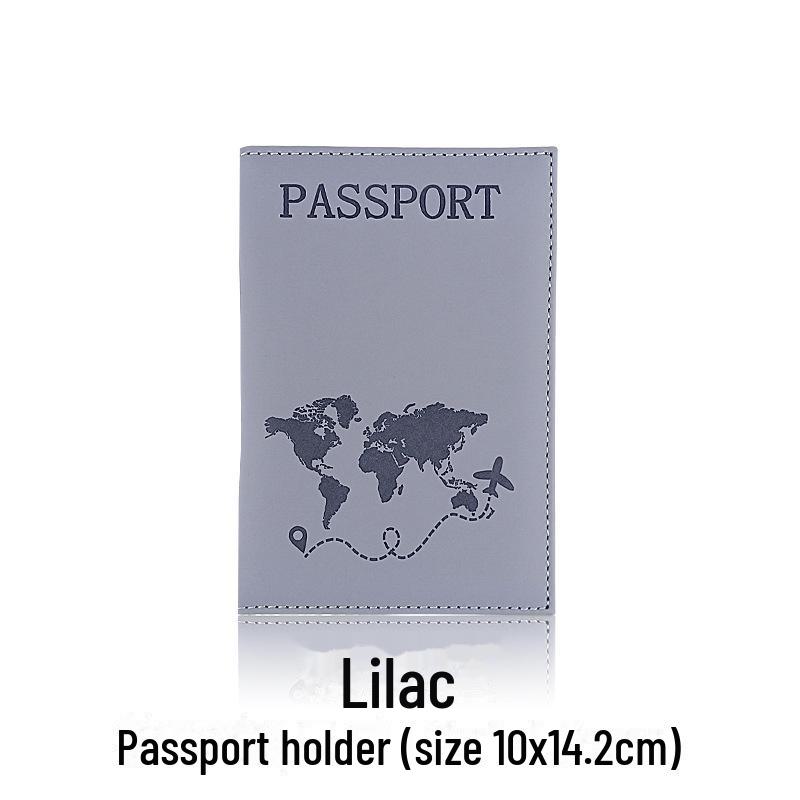 PU Leather Passport Holder with Map Design and Single Edge Sewing