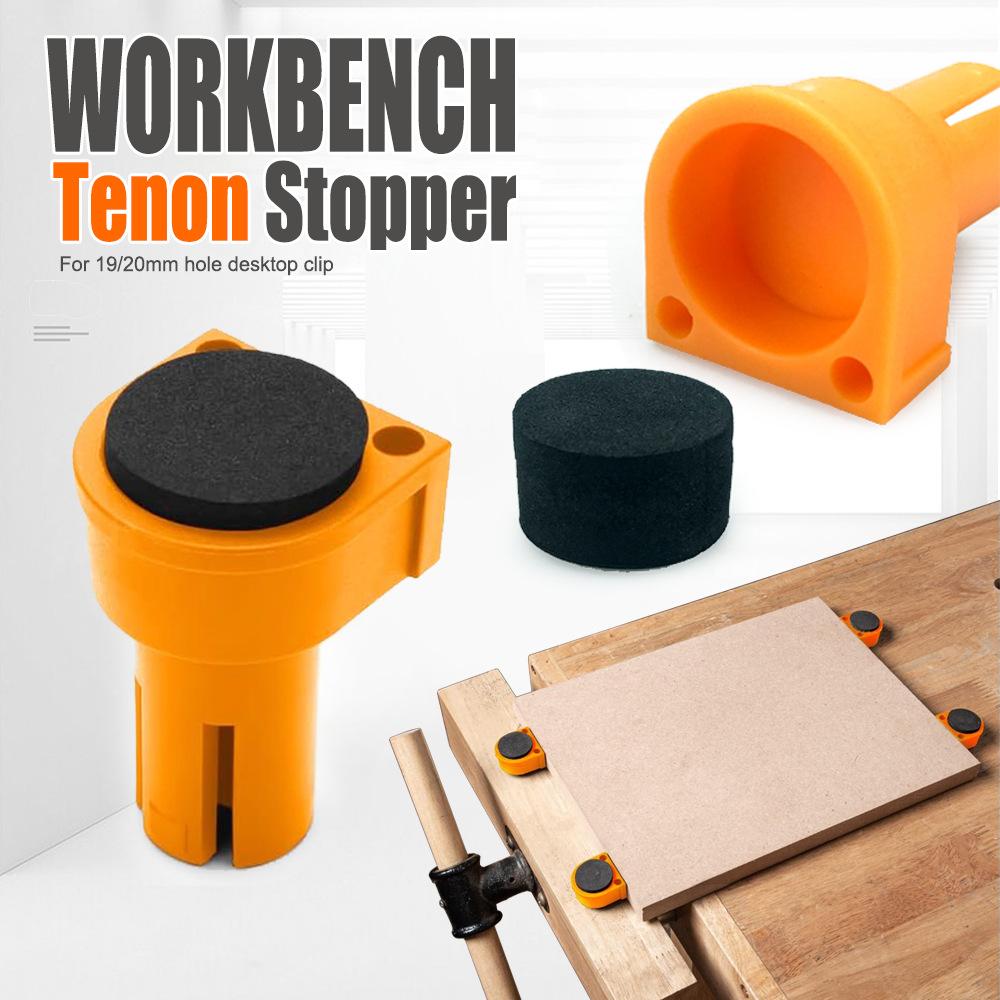 Adjustable Workbench Tenon Stopper, 19/20mm Dog Hole Bench Stop with Non-Slip Pad for Woodworking Desktop Clamping and Positioning
