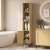 Tall Bathroom Cabinet, Narrow Bathroom Cabinet with Open Shelves and Adjustable Shelf, Natural Wood Look