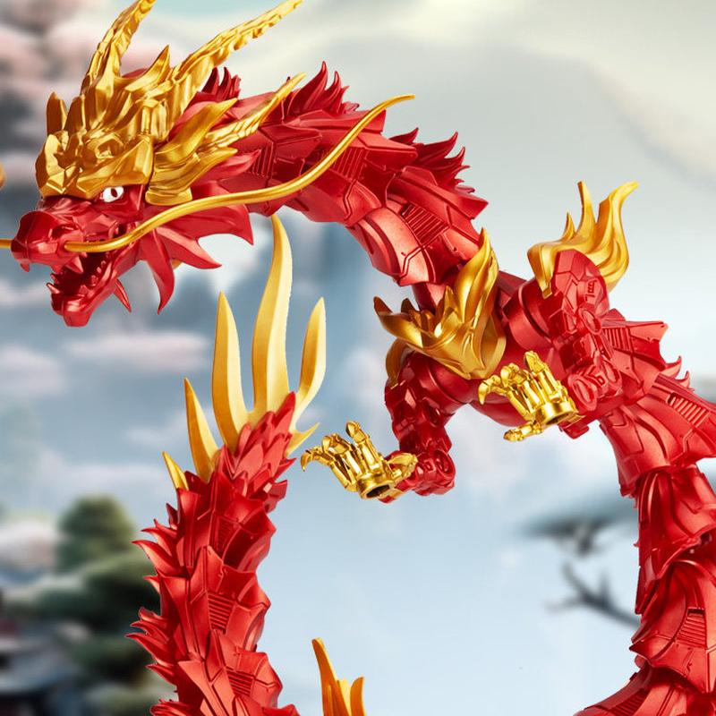 Simulation Dragon Toy Model Chinese Azure Dragon Mythical Beast Viral Internet Ornament Premium Articulated Joints Toys For Boys
