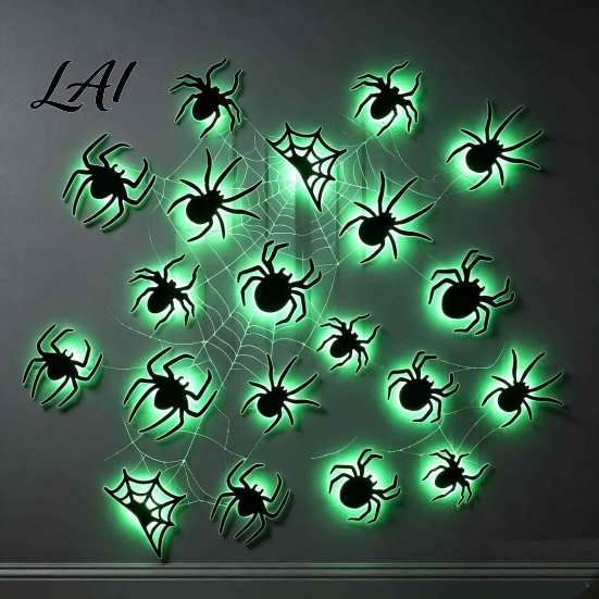 Removable Bat Window Clings Lighted 3D Bat/Spiders Wall Stickers for Halloween Decor PVC Decorative Bats Classroom Decals with LED Lights Indoor