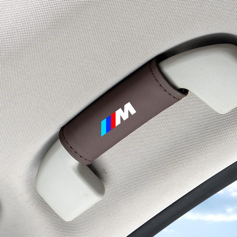 Car Roof Armrest Inner Door Pull Handle Protection Case Suede Cover For BMW M LOGO Leather1 3 5 7 Series X1 X3 X5 X6 M Sports HV0