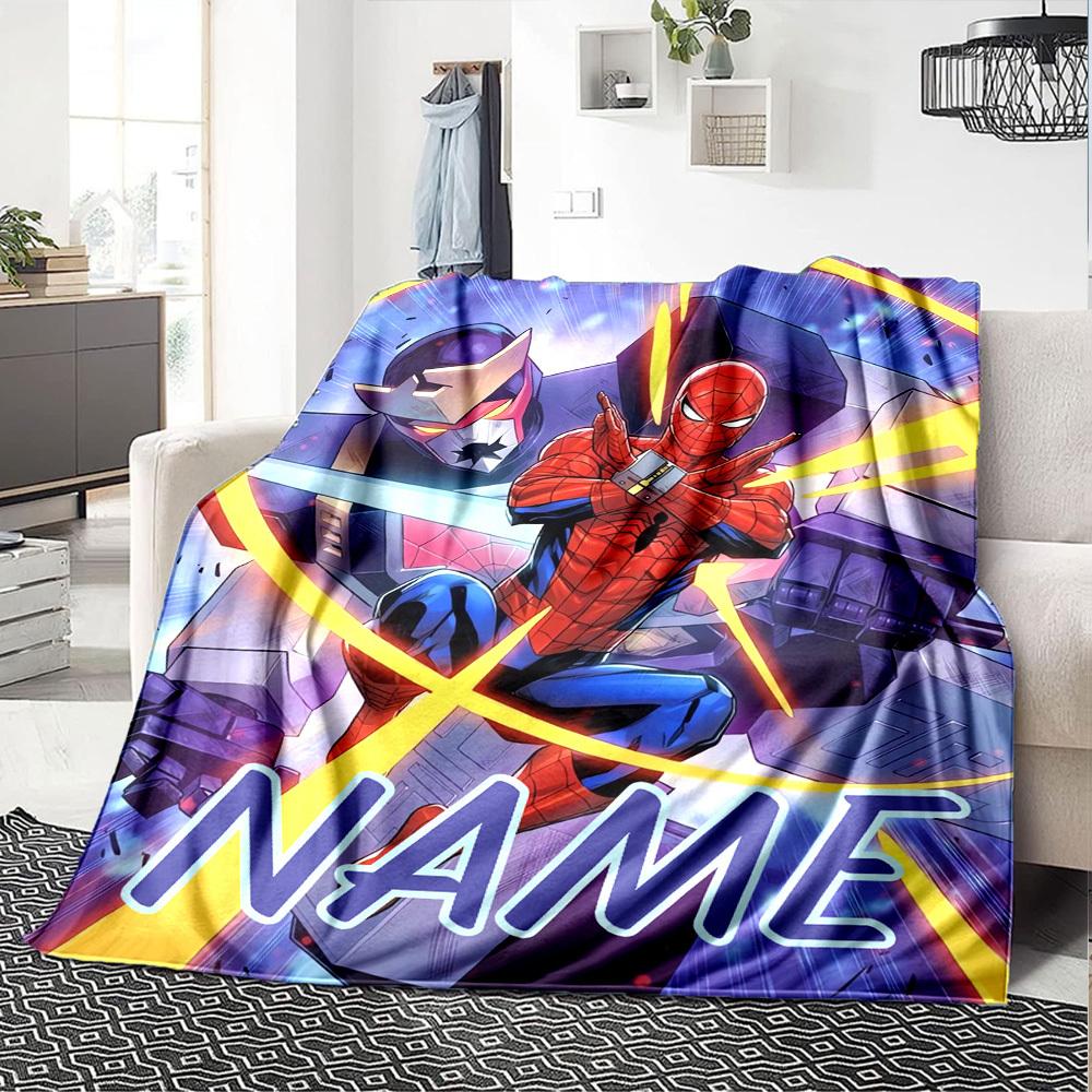 Spider Man Faces Off Against Robot Villain In Dynamic Battle Scene Cozy Personalized Blanket Customize Text Warmthful Decor Great For Sofa Couch