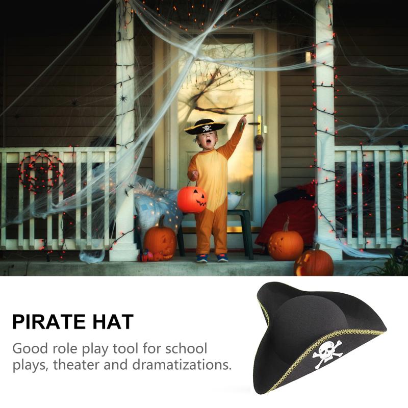 Сценическое представление Пираты Карибского моря Декорация Хэллоуин Искусственная кожа Пиратская шляпа Треуголка Шляпа Капитана Джека