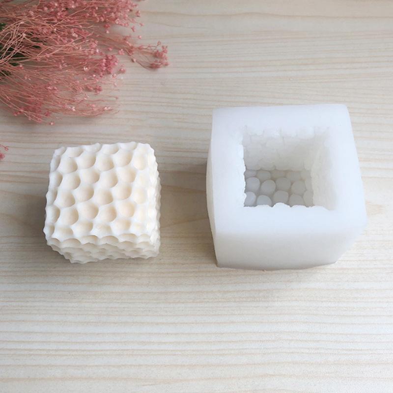 Cube Honeycomb Scented Candle Silicone Mold DIY Chocolate Mousse 3D Cube Shape Molds Wedding Home Decoration